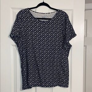 croft & barrow Navy and White Short-Sleeve Floral Tee